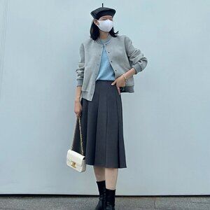 Theory grey wool cashmere bomber cardigan sweater